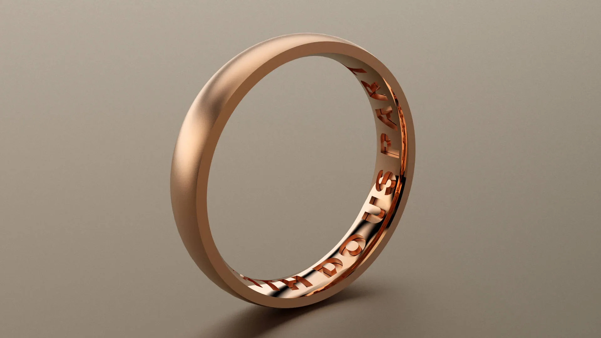 Brushed Rose Gold 4mm Interior Message Wedding Band