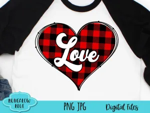 Buffalo Plaid Love Heart Valentine Digital Download