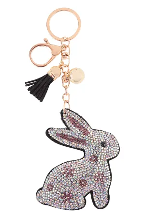 BUNNY RHINESTONE TASSEL KEYCHAIN