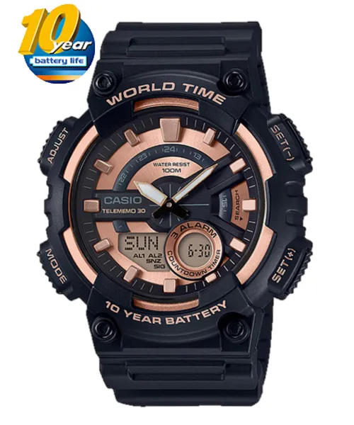 Casio Analog-Digital Men's Watch AEQ-110W-1A3 Resin Band Resin Glass Battery Life 10-Years