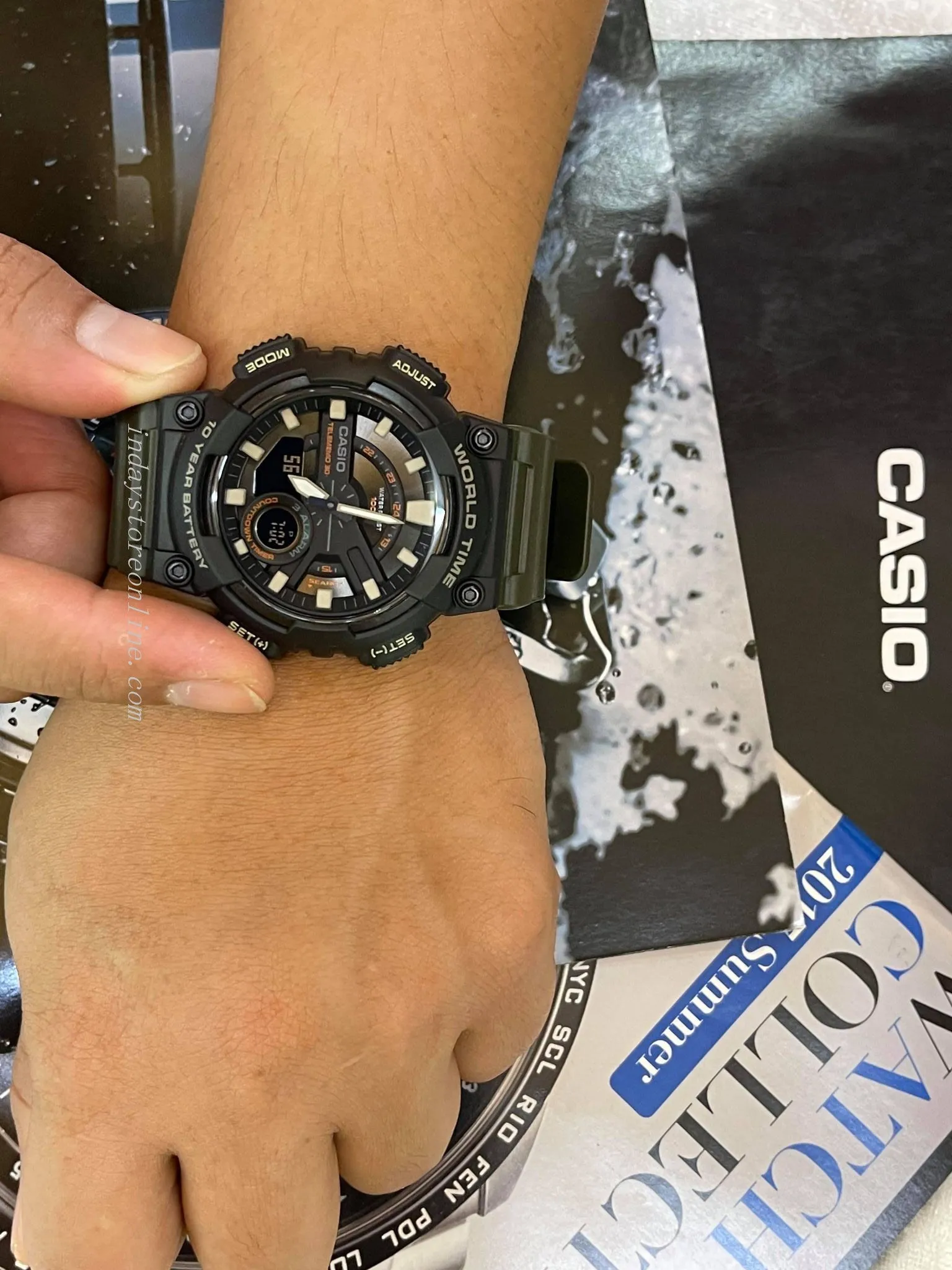 Casio Analog-Digital Men's Watch AEQ-110W-3A Resin Band Resin Glass Battery Life 10-Years