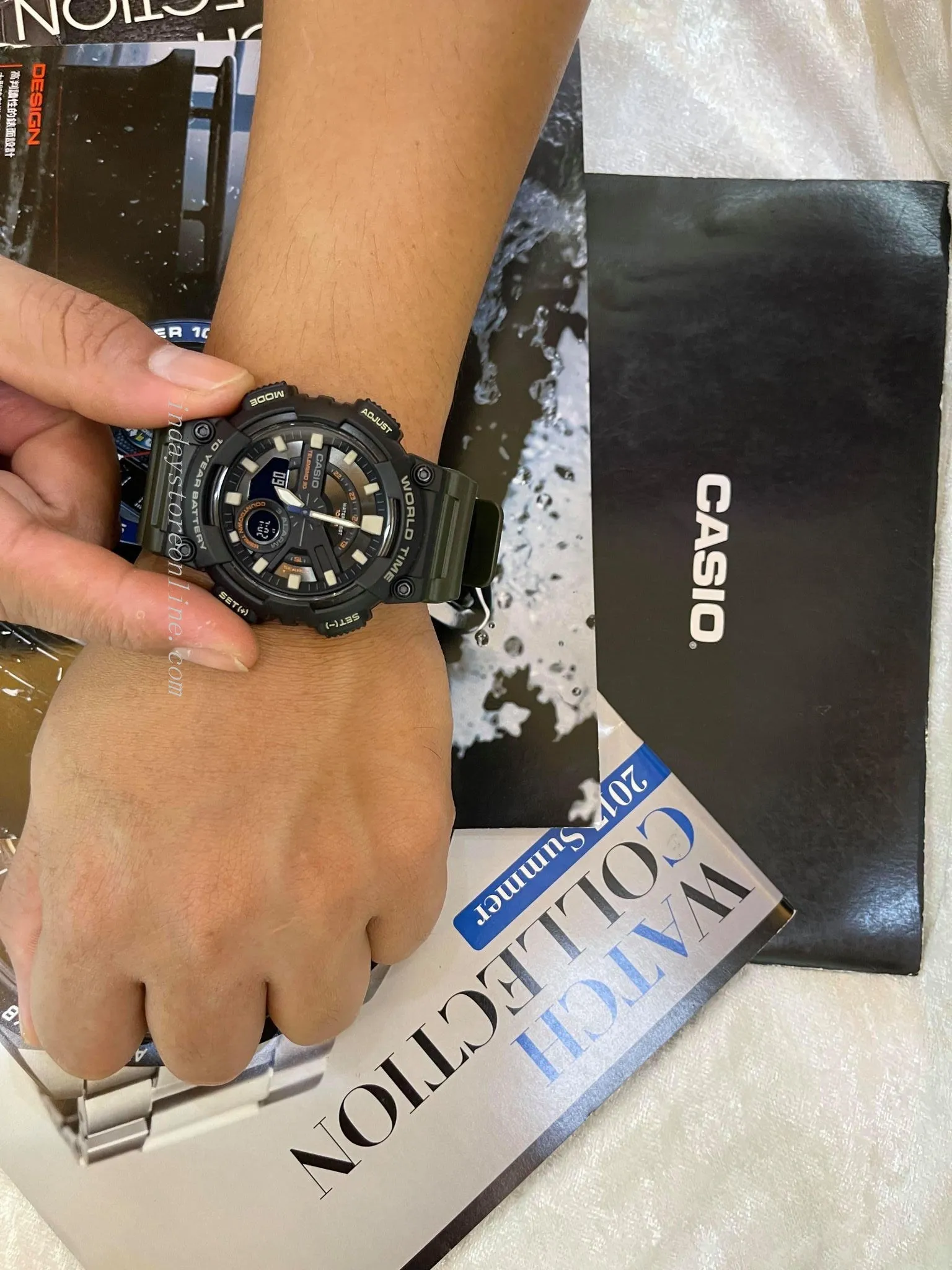 Casio Analog-Digital Men's Watch AEQ-110W-3A Resin Band Resin Glass Battery Life 10-Years