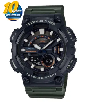 Casio Analog-Digital Men's Watch AEQ-110W-3A Resin Band Resin Glass Battery Life 10-Years