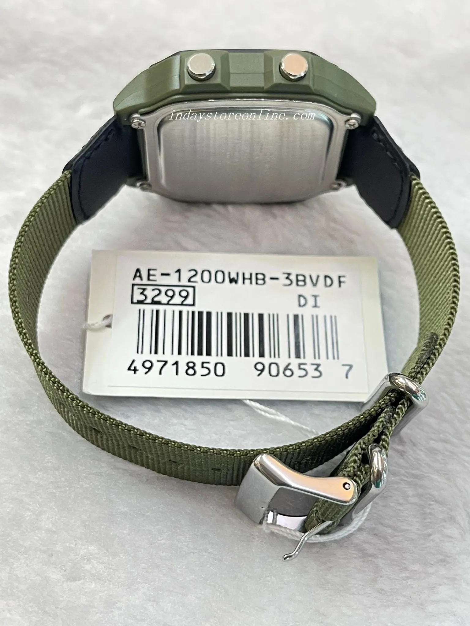 Casio Digital Men's Watch AE-1200WHB-3B Digital Green Color Cloth Band Resin Glass