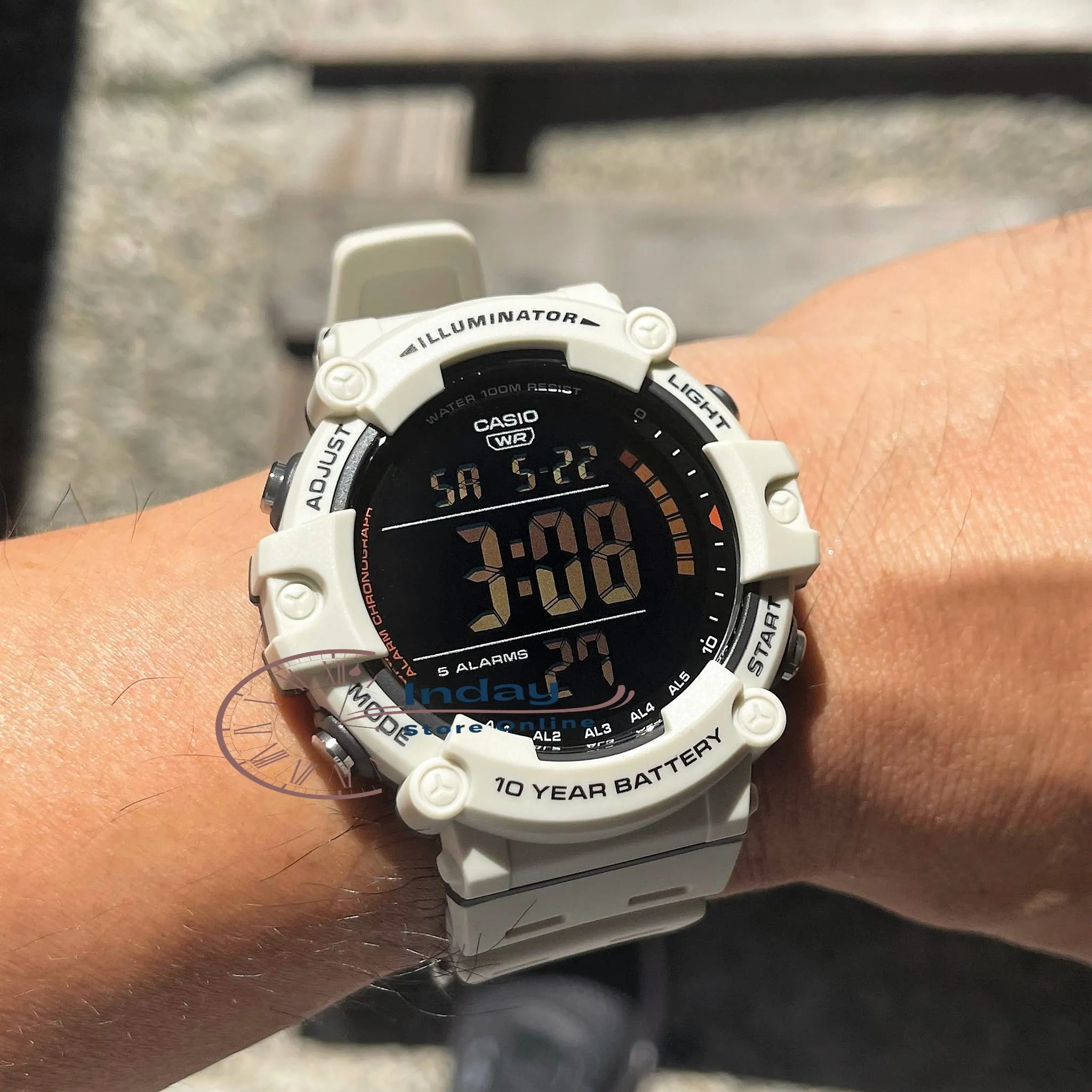 Casio Digital Men's Watch AE-1500WH-8B2 10-Year Battery Life Resin Strap