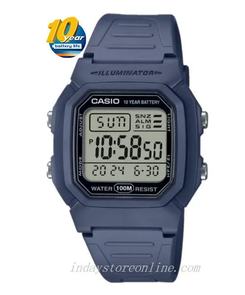 Casio Digital  Men's Watch W-800H-2A Digital Resin Band Resin Glass Battery Life: 10 years