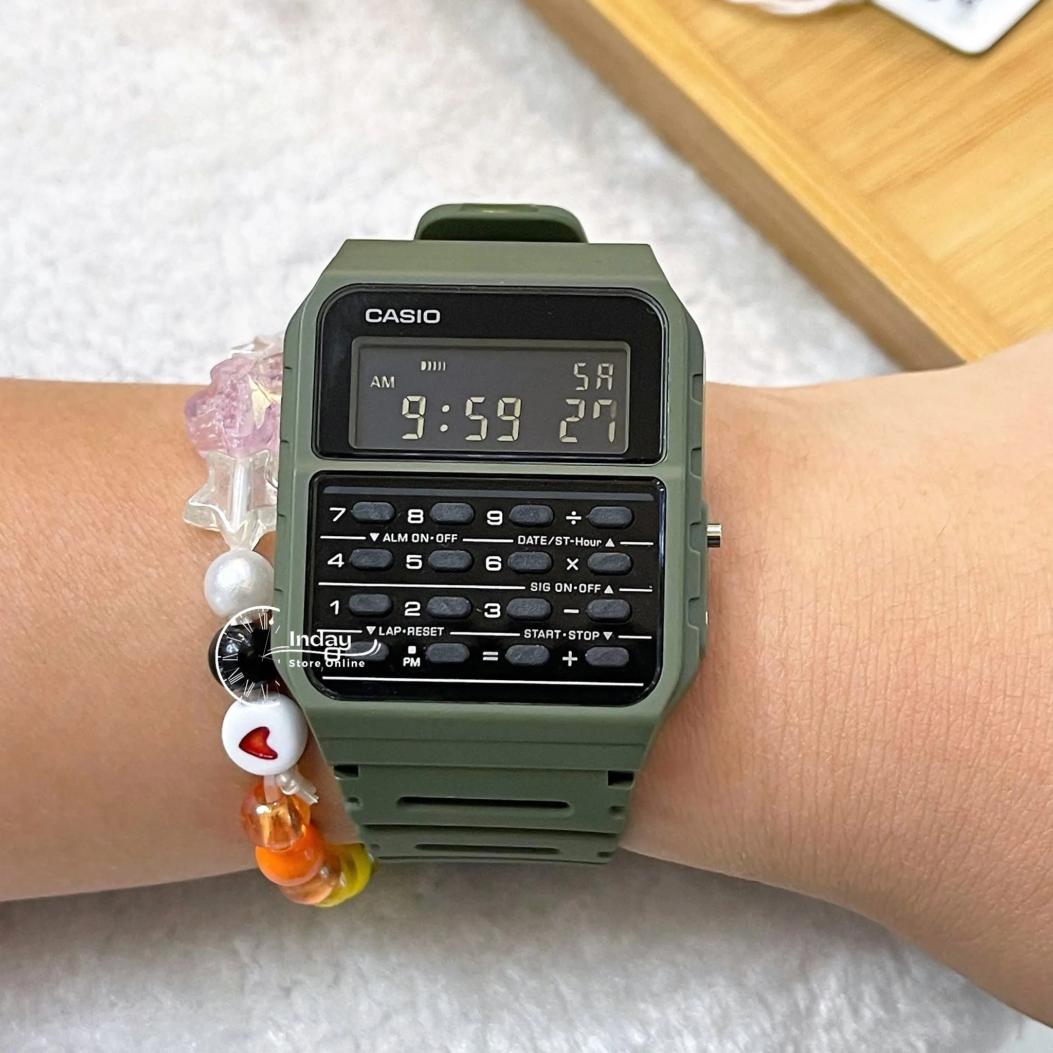 Casio Digital Unisex Watch CA-53WF-3B Calculator Digital Green Color Resin Band Resin Glass Battery Life 5-Years