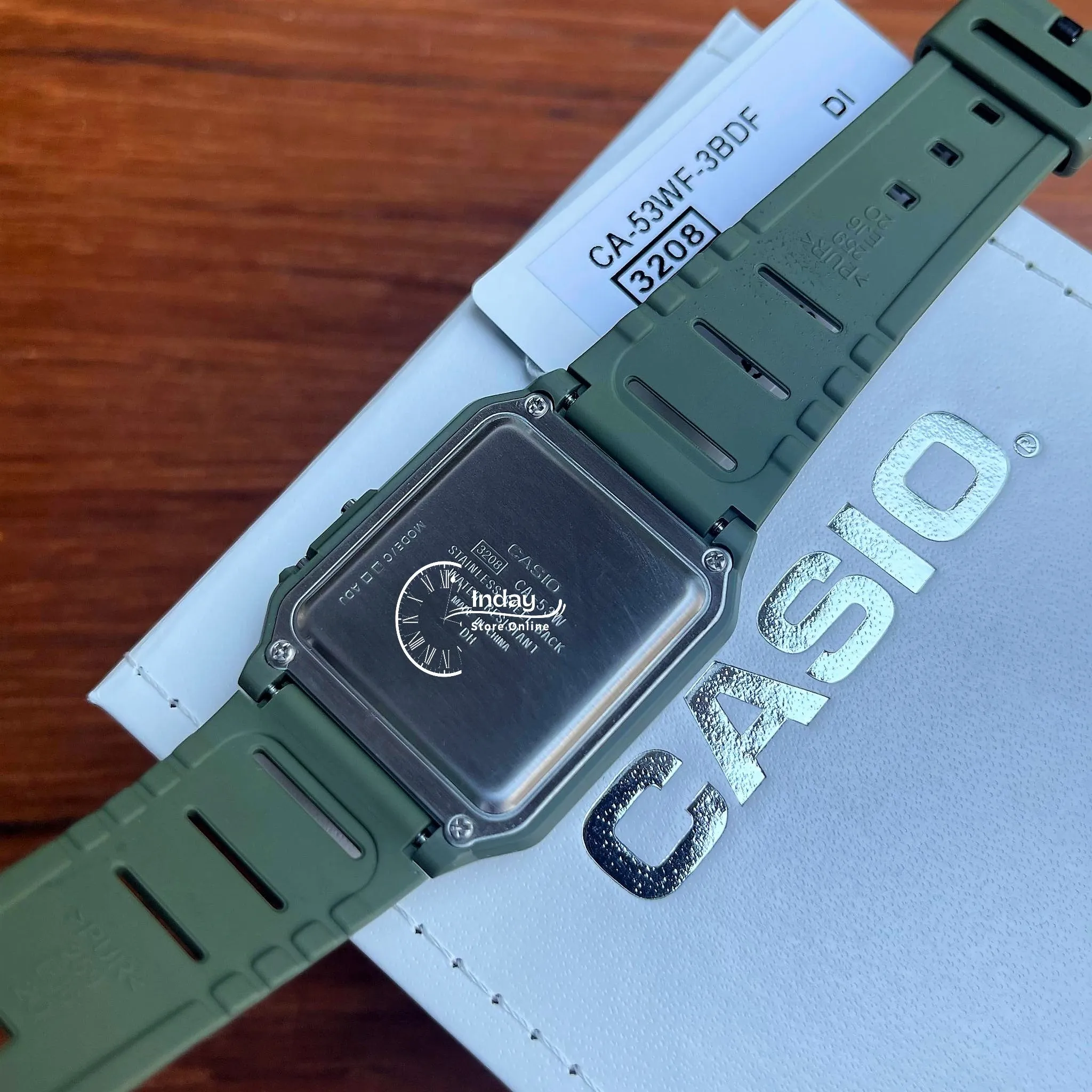 Casio Digital Unisex Watch CA-53WF-3B Calculator Digital Green Color Resin Band Resin Glass Battery Life 5-Years
