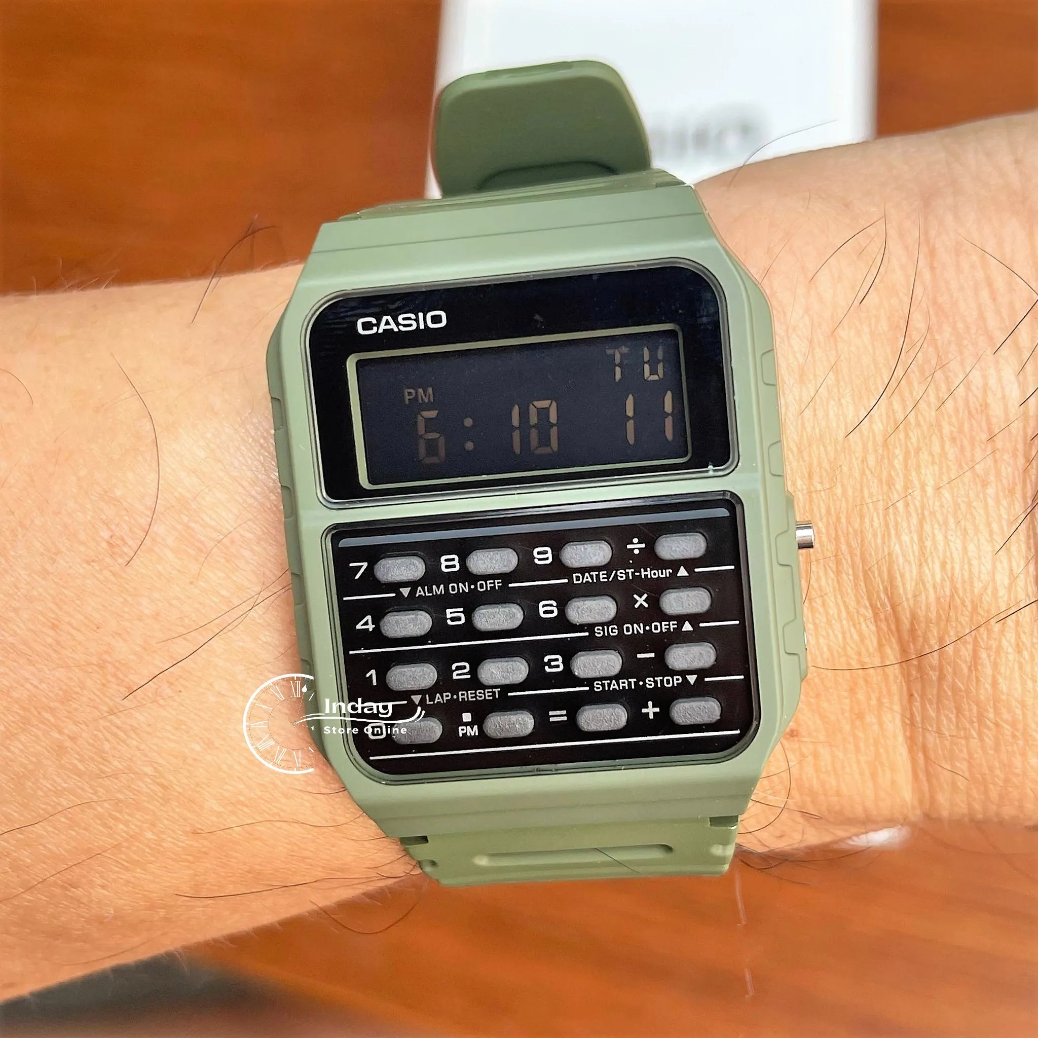 Casio Digital Unisex Watch CA-53WF-3B Calculator Digital Green Color Resin Band Resin Glass Battery Life 5-Years