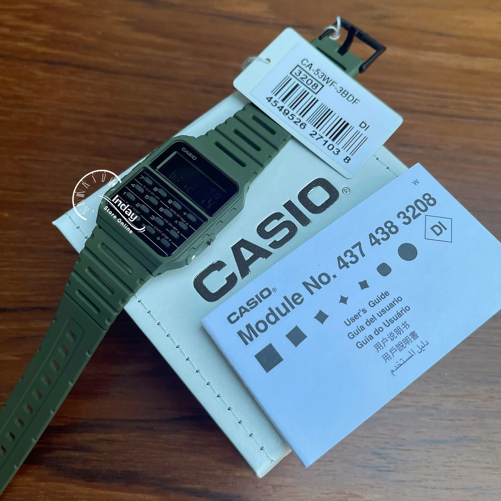 Casio Digital Unisex Watch CA-53WF-3B Calculator Digital Green Color Resin Band Resin Glass Battery Life 5-Years