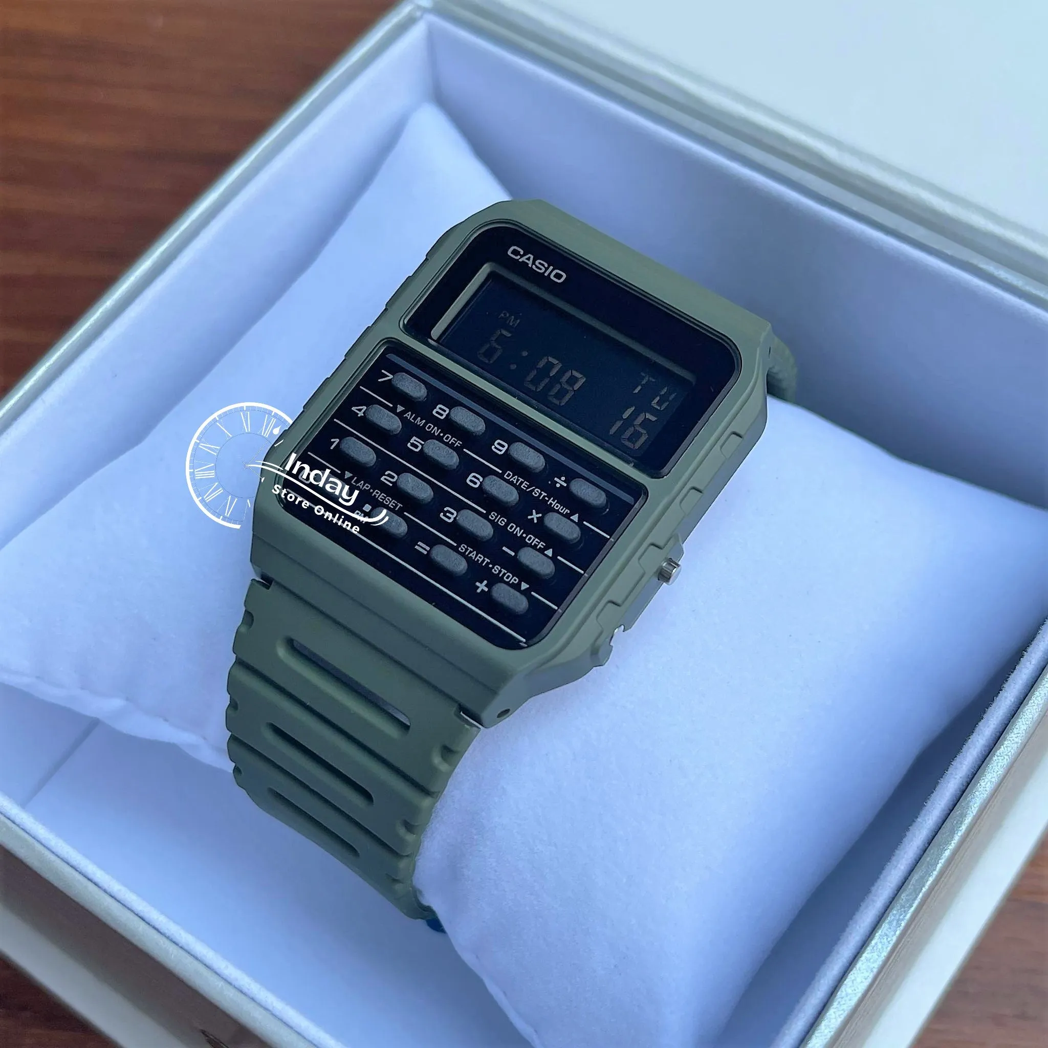 Casio Digital Unisex Watch CA-53WF-3B Calculator Digital Green Color Resin Band Resin Glass Battery Life 5-Years