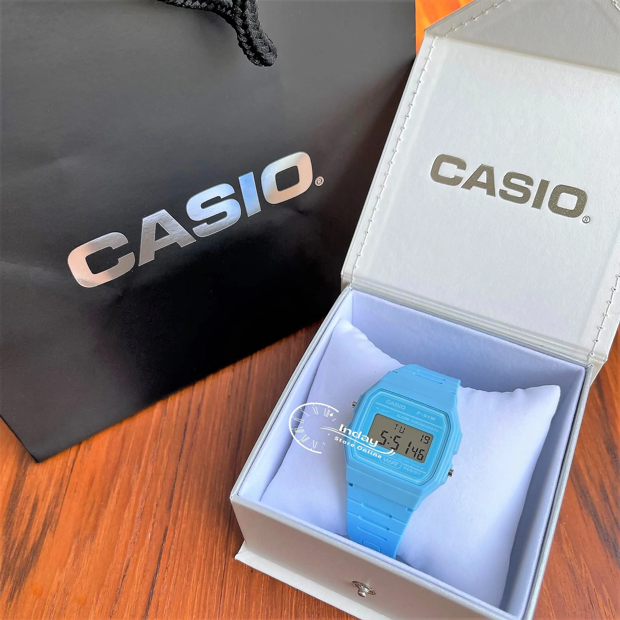 Casio Digital  Women's Watch F-91WC-2A Digital Resin Blue Color Resin Glass Battery Life: 7 Years
