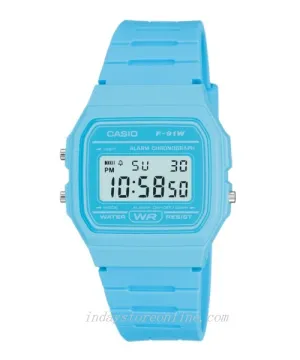 Casio Digital  Women's Watch F-91WC-2A Digital Resin Blue Color Resin Glass Battery Life: 7 Years