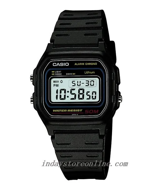 Casio Digital Women's Watch W-59-1V Black Color Resin Strap Battery Life 7-Years
