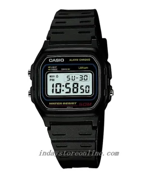 Casio Digital Women's Watch W-59-1V Black Color Resin Strap Battery Life 7-Years