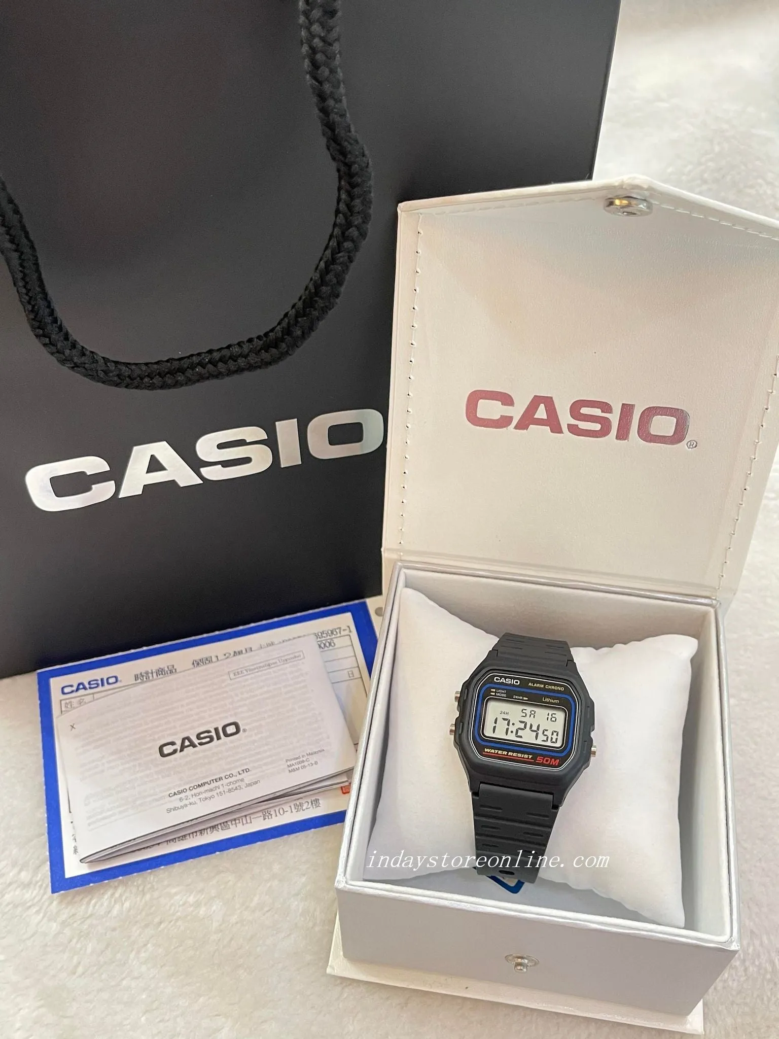 Casio Digital Women's Watch W-59-1V Black Color Resin Strap Battery Life 7-Years