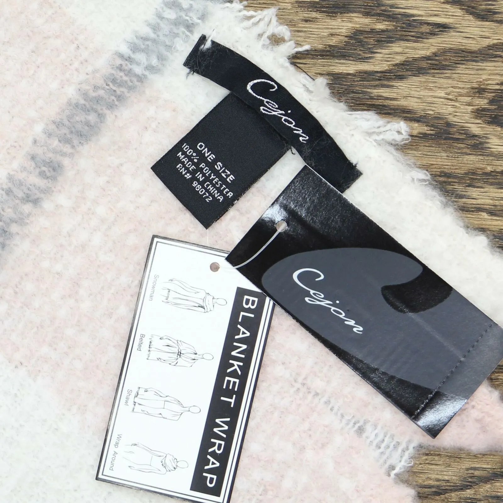 Cejon Women's Spacious Plaid Blanket Wrap Scarf With Fringe