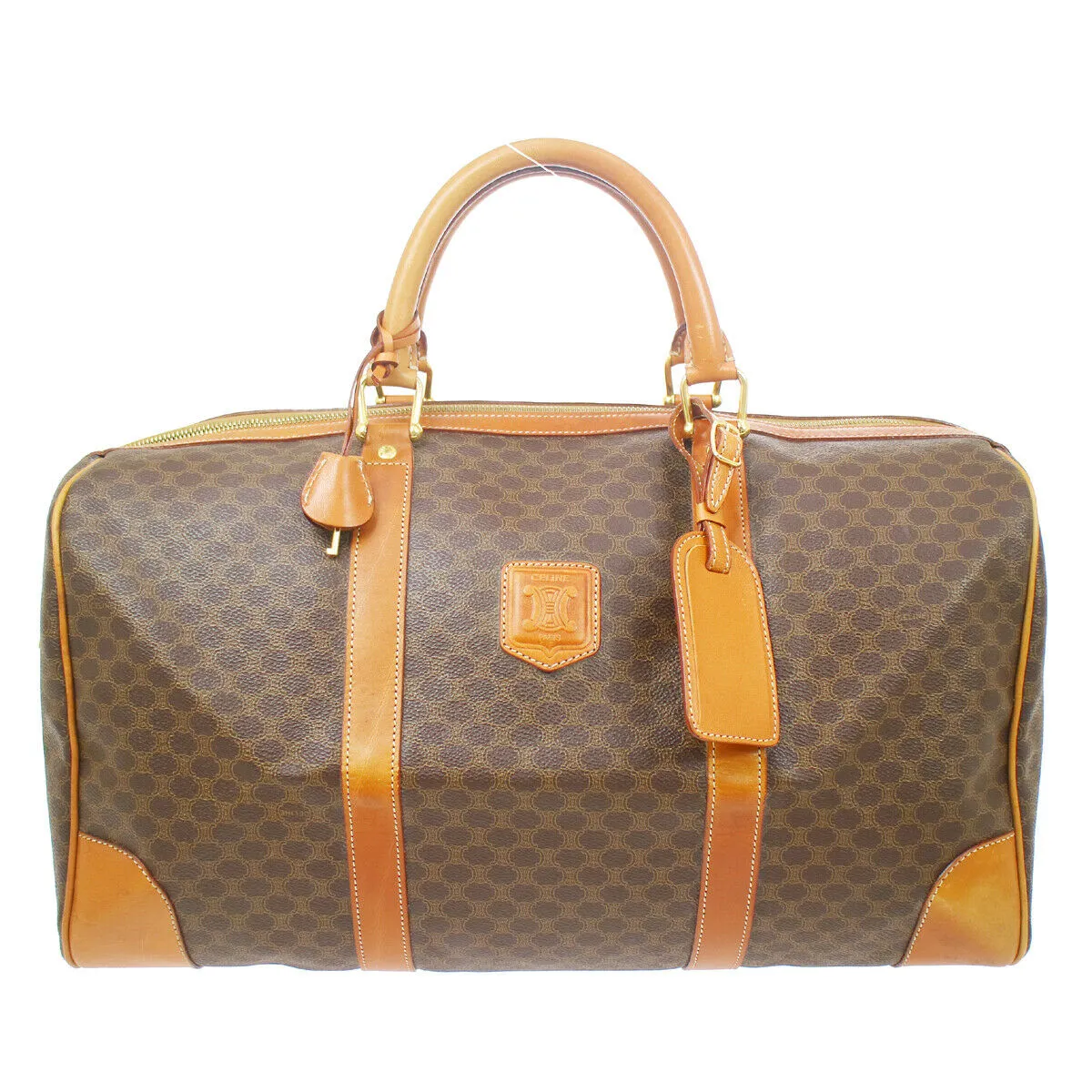 CELINE Macadam Boston Hand Bag MC97/2 Brown 93379