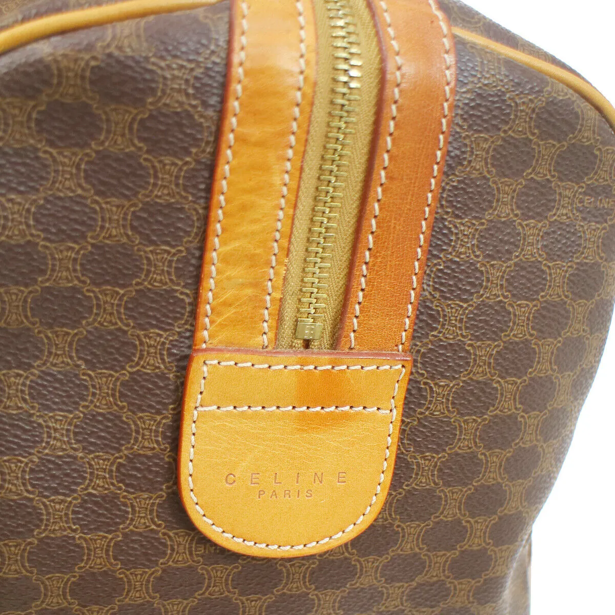 CELINE Macadam Boston Hand Bag MC97/2 Brown 93379