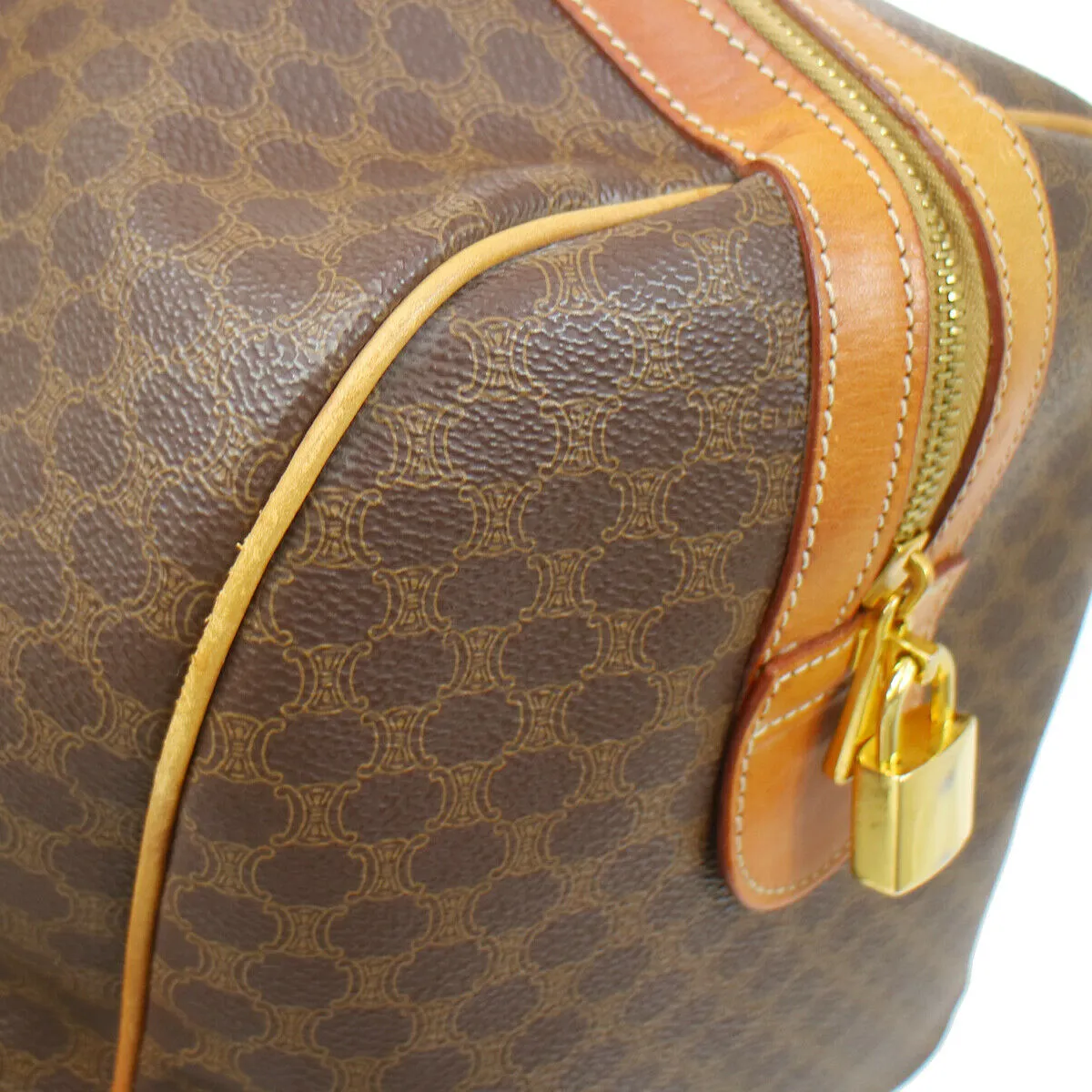 CELINE Macadam Boston Hand Bag MC97/2 Brown 93379