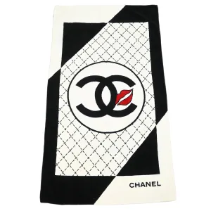 Chanel CC Beach Towel White Small Good 181816