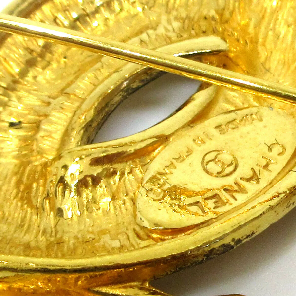 CHANEL CC Logos Quilted Brooch Pin Corsage Gold-Tone Accessories WA00608i