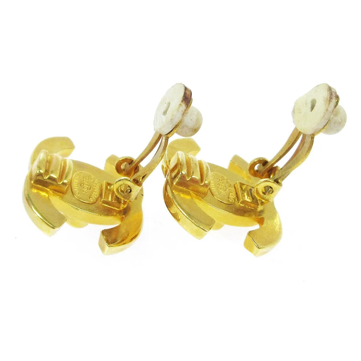 CHANEL CC Logos Turnlock Motif Earrings Clip-On Gold-Tone 95A 03352