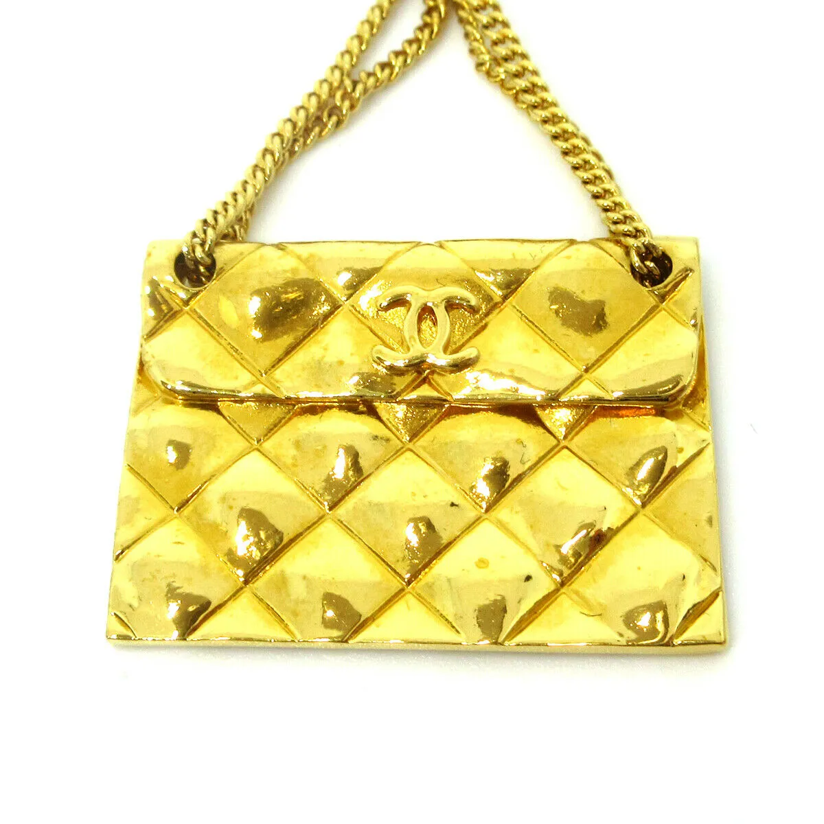 CHANEL CC Quilted Bag Motif Brooch Pin Gold Corsage 96P Accessories AK38330i