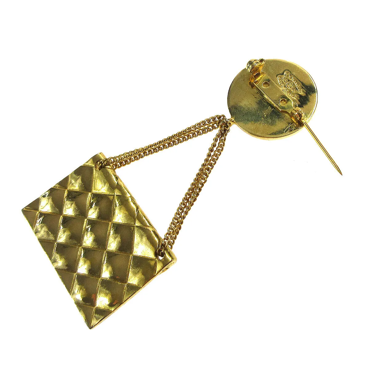 CHANEL CC Quilted Bag Motif Brooch Pin Gold-plated Corsage 93A AK31523h