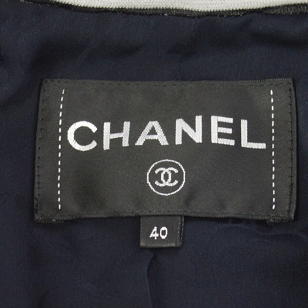 CHANEL P55988V42352 #40 Double Zip Up Long Sleeve Jacket Navy Authentic Y04111k