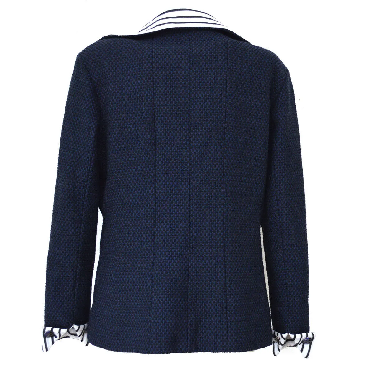 CHANEL P55988V42352 #40 Double Zip Up Long Sleeve Jacket Navy Authentic Y04111k