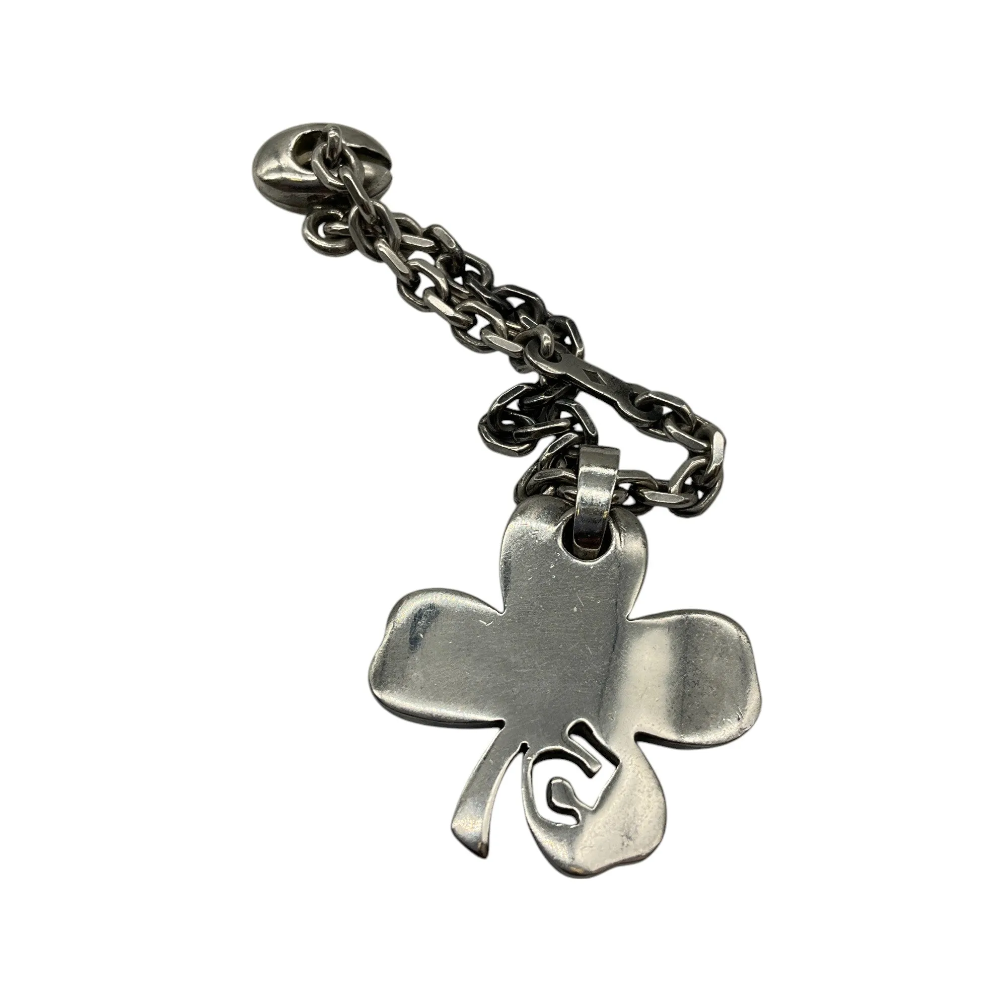 Chanel Silver No. 5 Shamrock Clover Charm Keychain