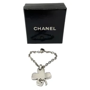 Chanel Silver No. 5 Shamrock Clover Charm Keychain