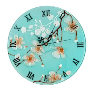 Cherry Blossom Decorative Glass Clock,6cl151