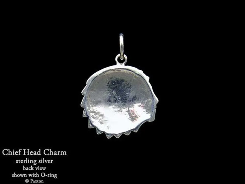 Chief Indian Head Charm Necklace Sterling Silver