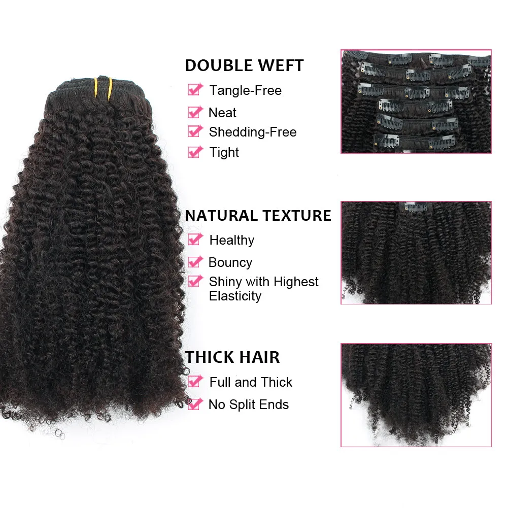 Clip in Hair Extension Afro Kinky Coily-Only For Order Over $269