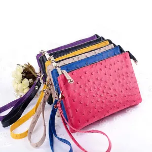 Color: TAN - OMG OMG FAUX OSTRICH LEATHER PURSES IN 6 COLORS