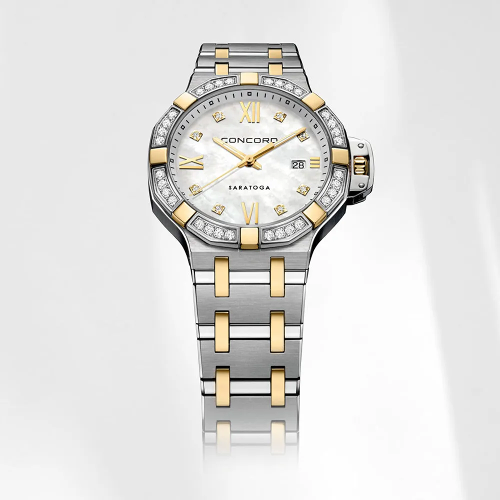 Concord Women's Silver & Gold Tone Case White Dial Quartz Watch