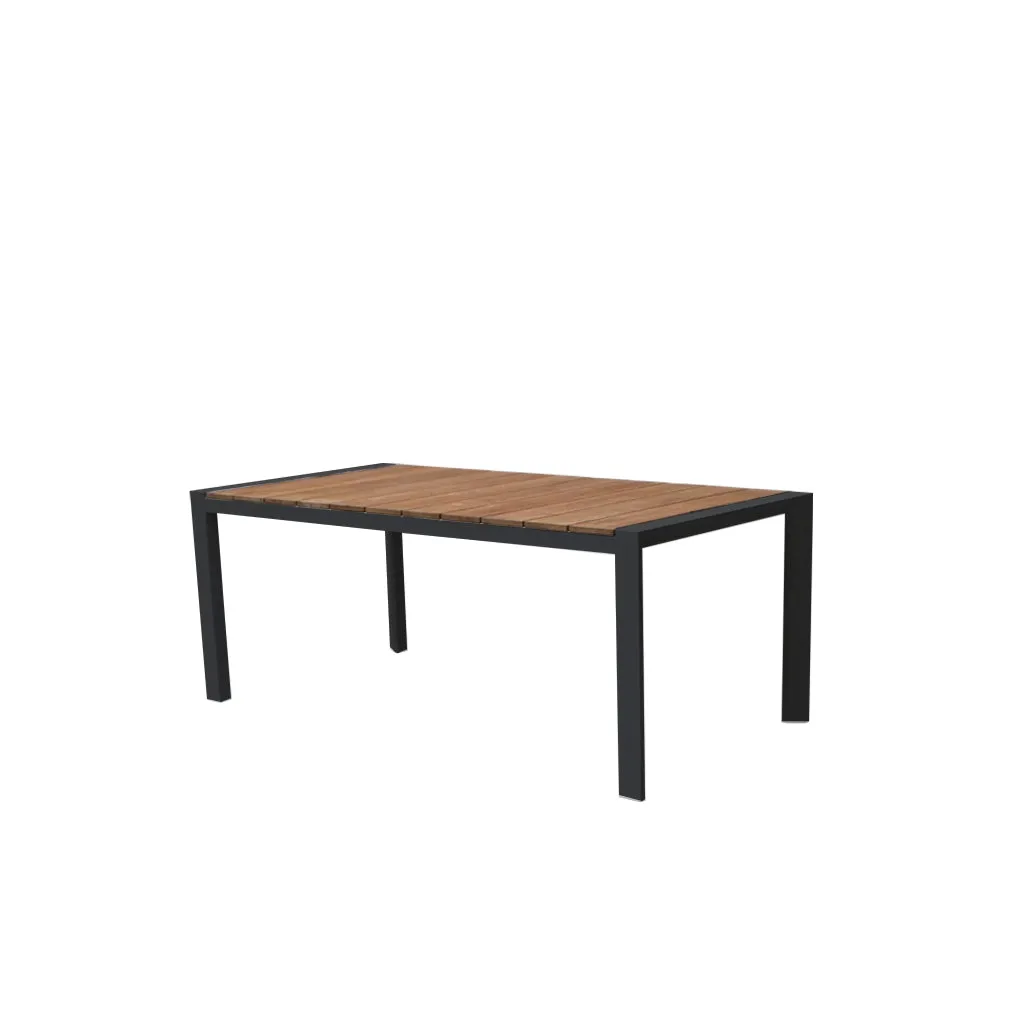Copenhagen 2200x1000 9pce Outdoor Set - Charcoal Powdercoated Aluminium   Teak