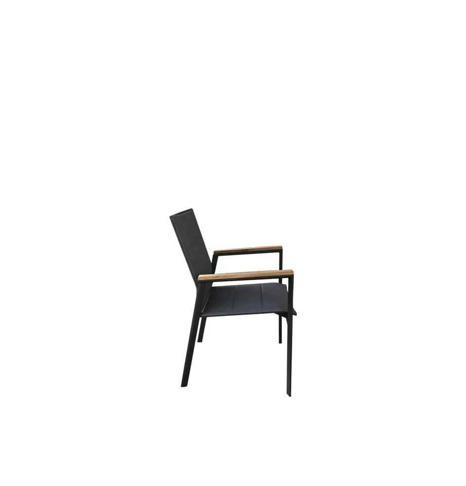 Copenhagen 2200x1000 9pce Outdoor Set - Charcoal Powdercoated Aluminium   Teak