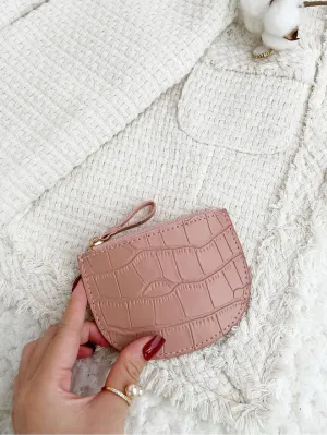 Crocodile Embossed Coin Purse  - Baby Pink - FD ⚡