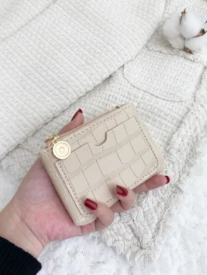 Crocodile Embossed Coin Purse - Beige
