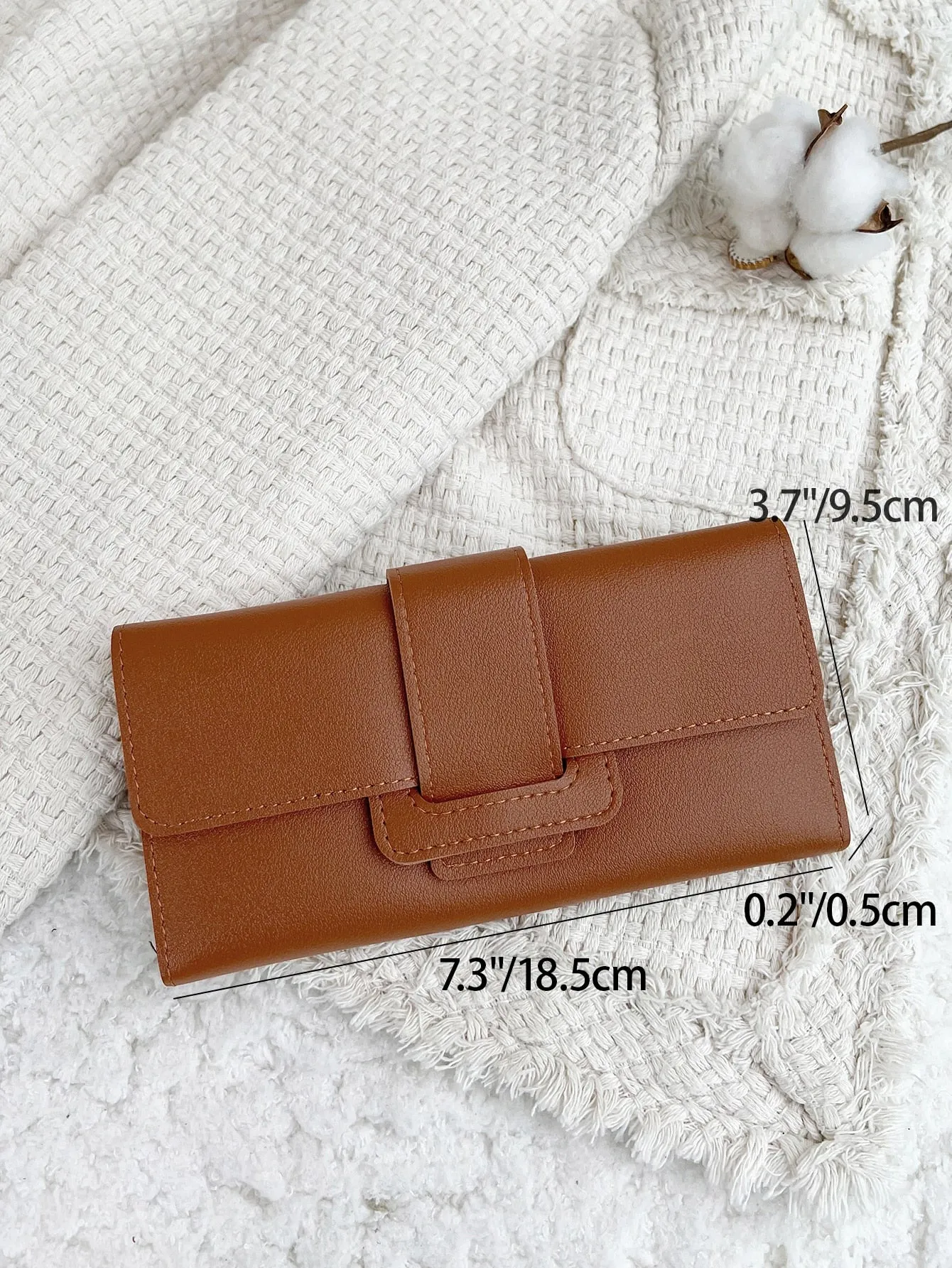 Crocodile Embossed Fold Over Long Wallet for Women - Brown