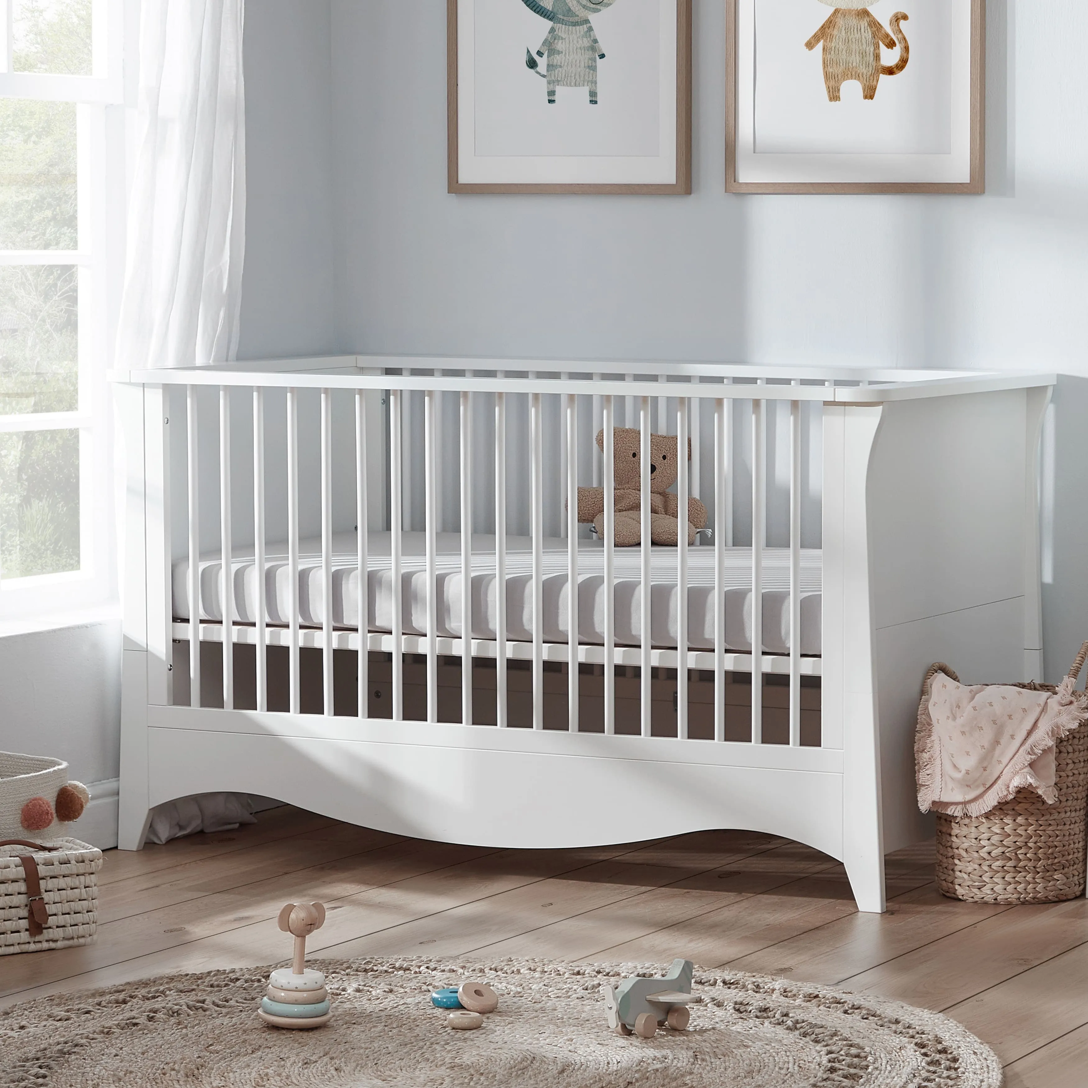Cuddleco Clara 2 Piece Set 3 Drawer Dresser and Cot Bed - White