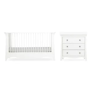 Cuddleco Clara 2 Piece Set 3 Drawer Dresser and Cot Bed - White