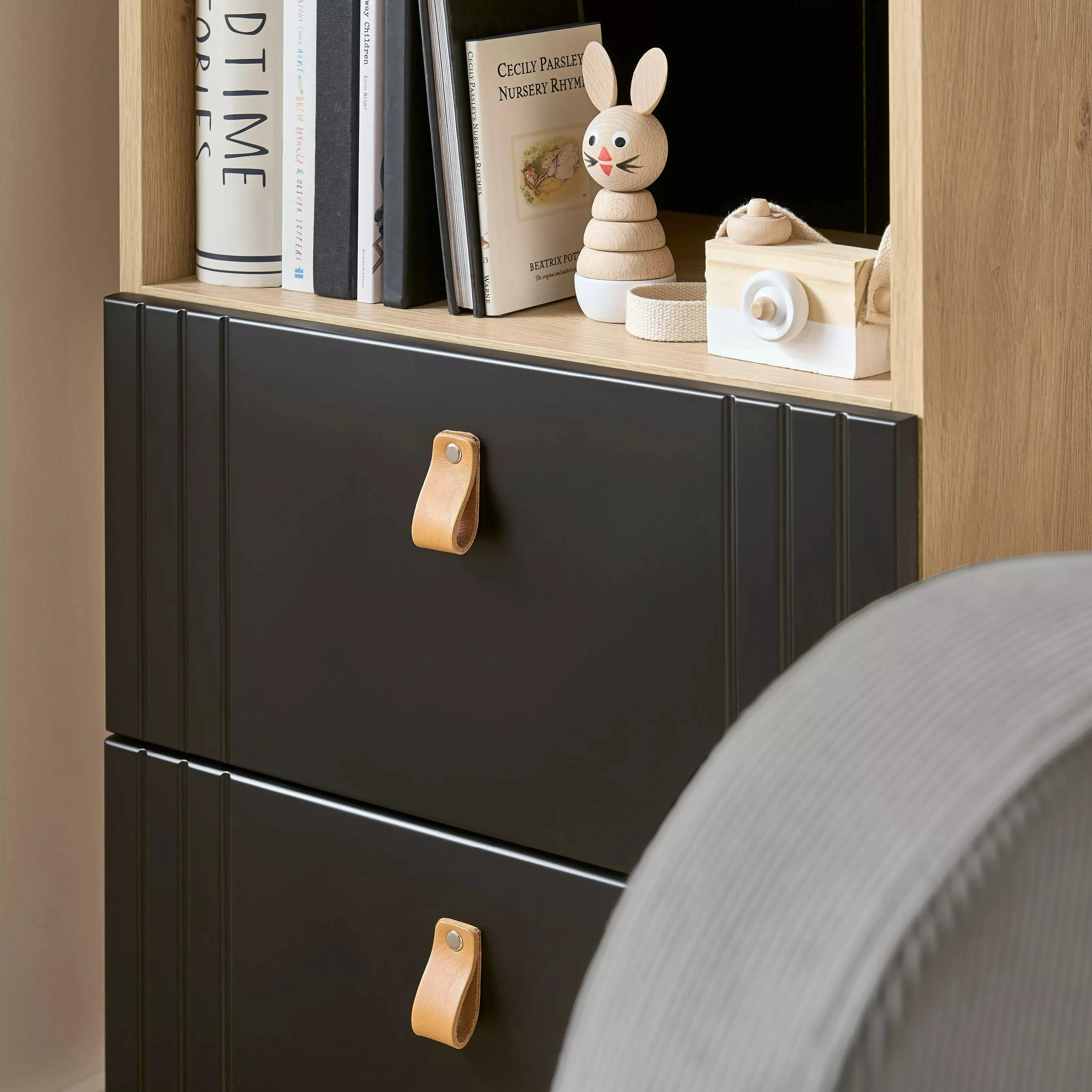 CuddleCo Rafi Bookcase - Oak & Black