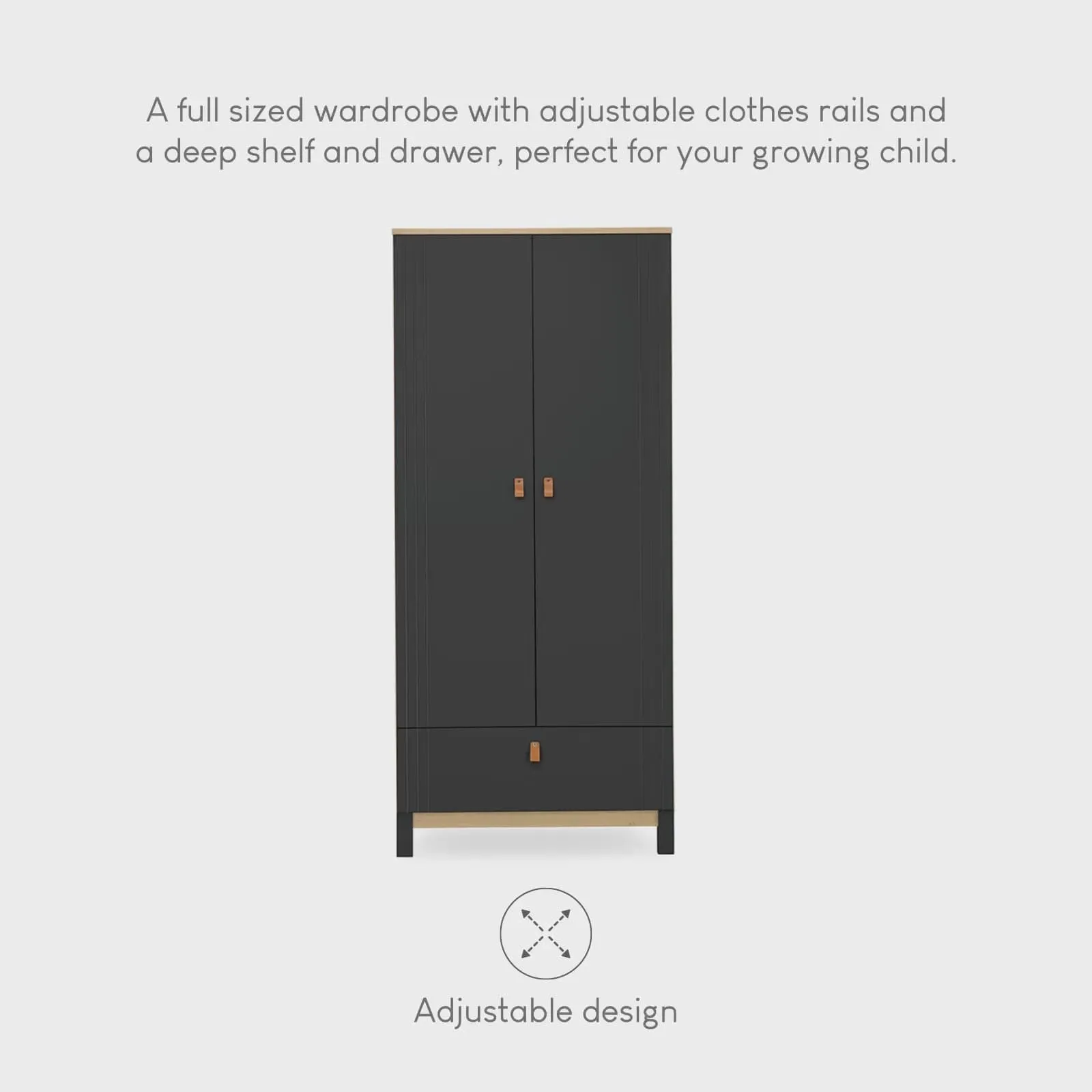 CuddleCo Rafi Wardrobe - Oak & Black