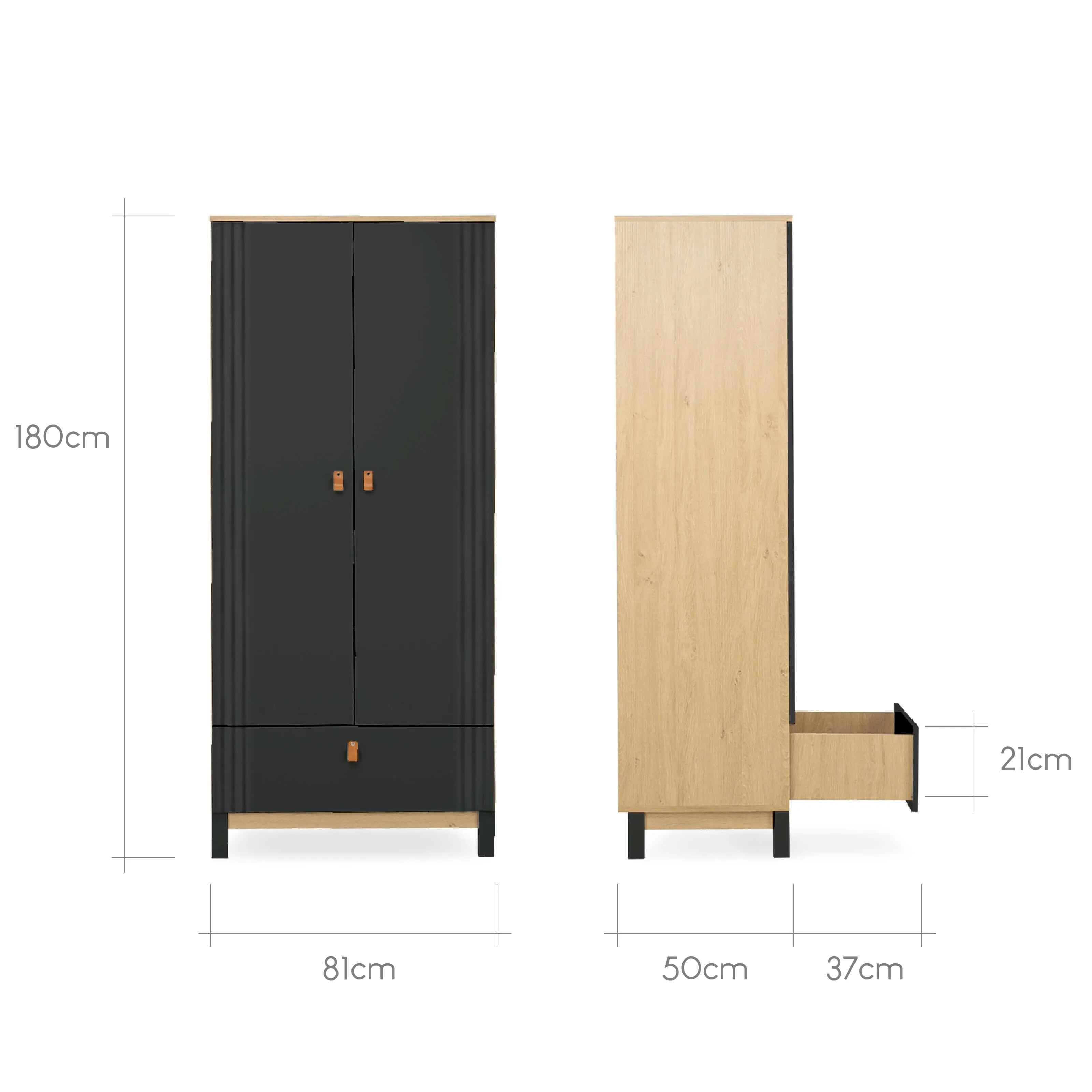 CuddleCo Rafi Wardrobe - Oak & Black