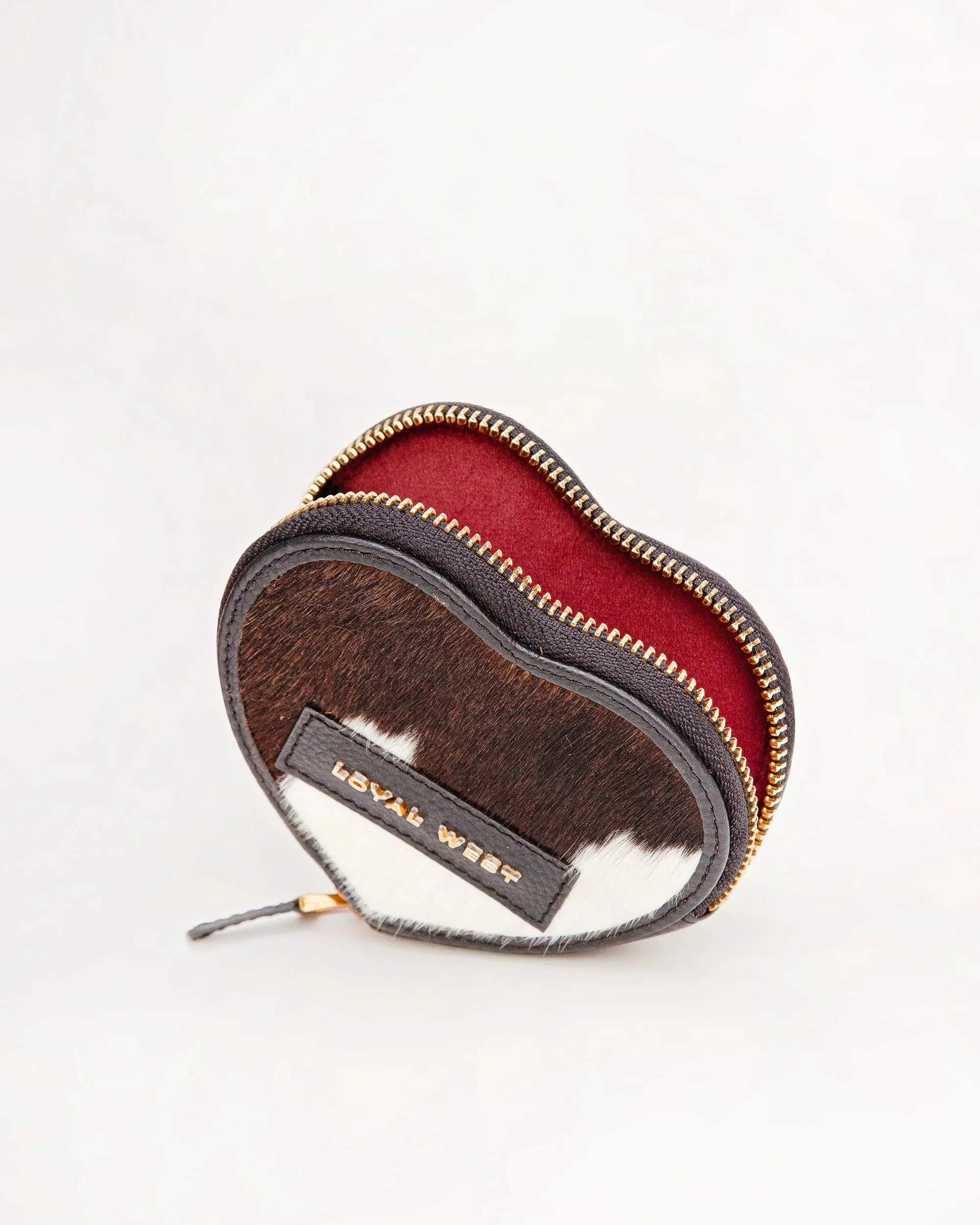 Cupid Coin Pouch - Black & White Cowhide