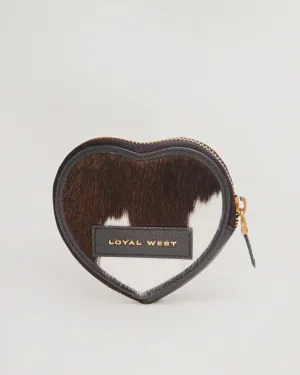 Cupid Coin Pouch - Black & White Cowhide
